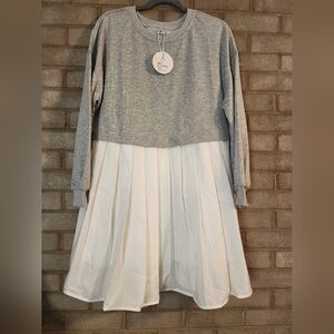 New Anrabess Gray/White Long Sleeve Dress